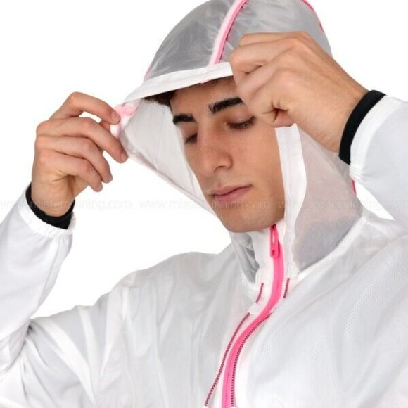 Under Armour 1374229 UA Run Anywhere Jacket White Pink Punk - Picture 3 of 5